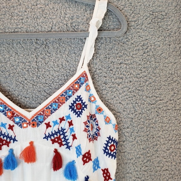 Area Star Maria Checked & Embroidered Asymmetrical Pull Over Cotton Dress Sz L - Picture 5 of 16